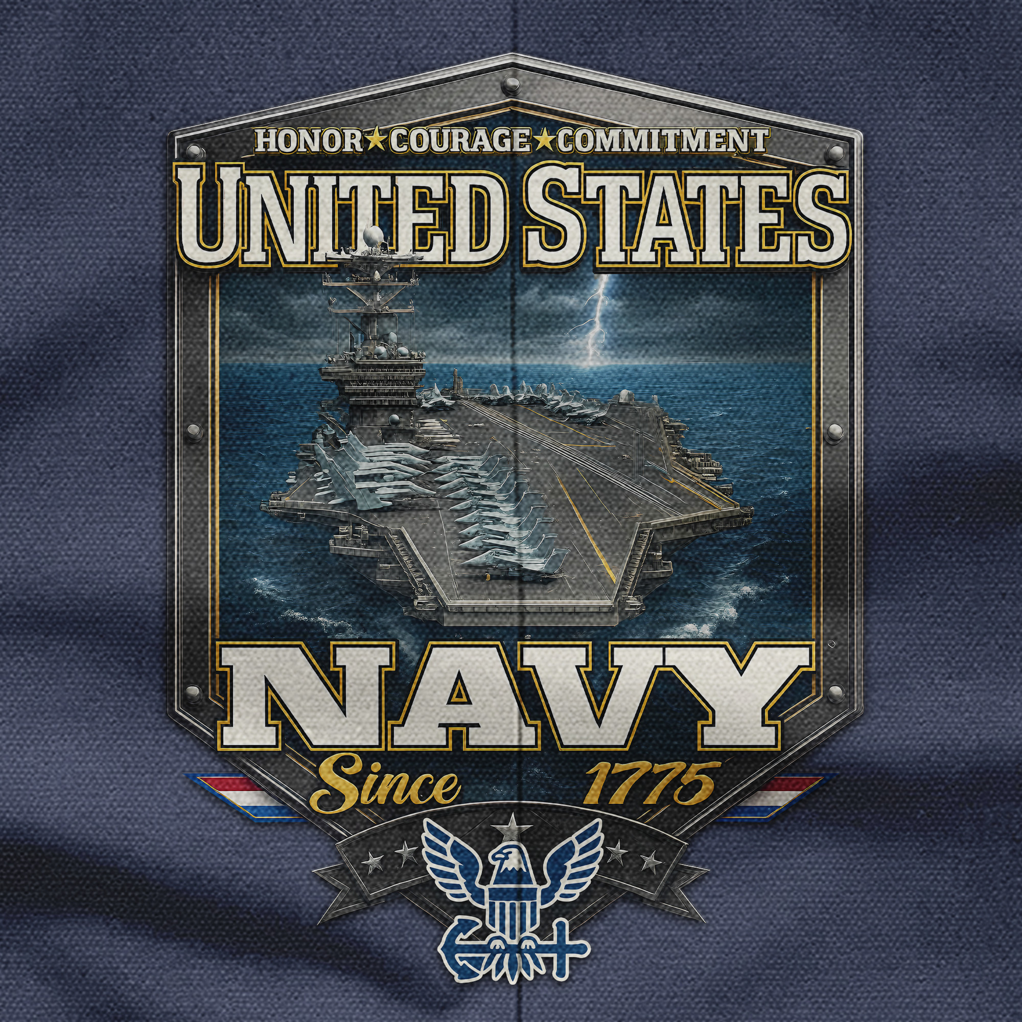 Navy Honor Courage Commitment Pocket Vest