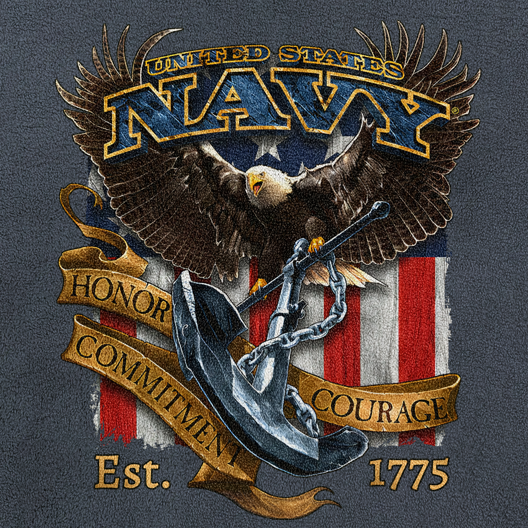 Personalizable Navy Honor Courage Commitment Half-Zip Raglan Sweatshirt
