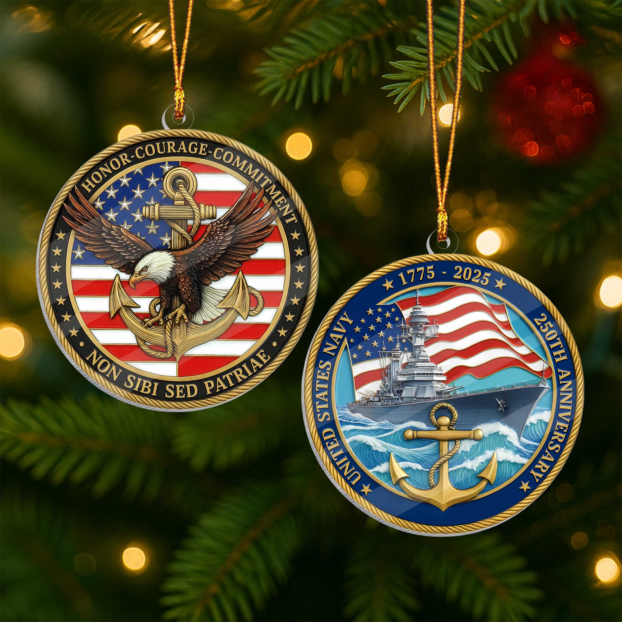 Navy 250th Anniversary Acrylic Ornament