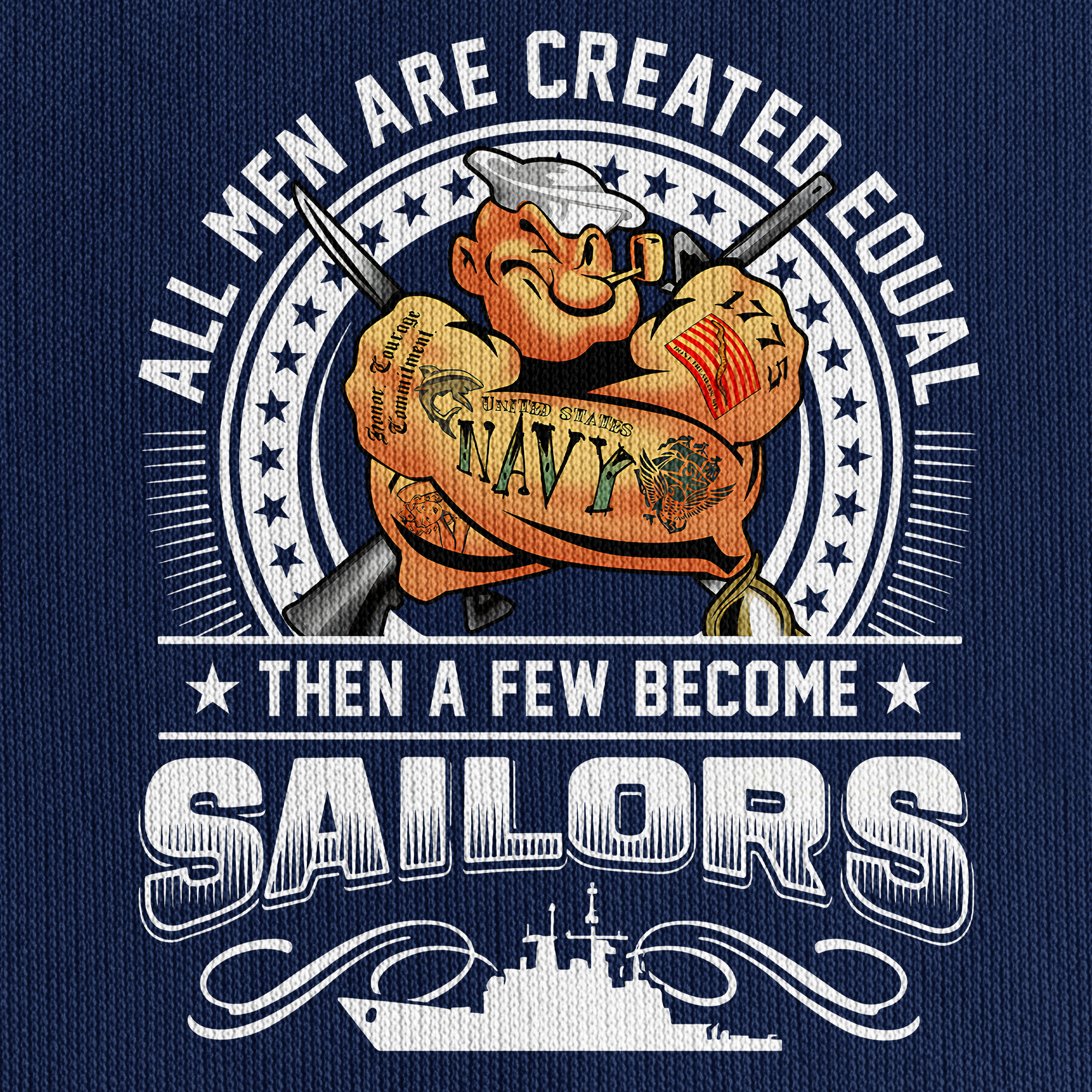 Personalizable Navy All Men Are Created Equal Quarter Zip Hoodie