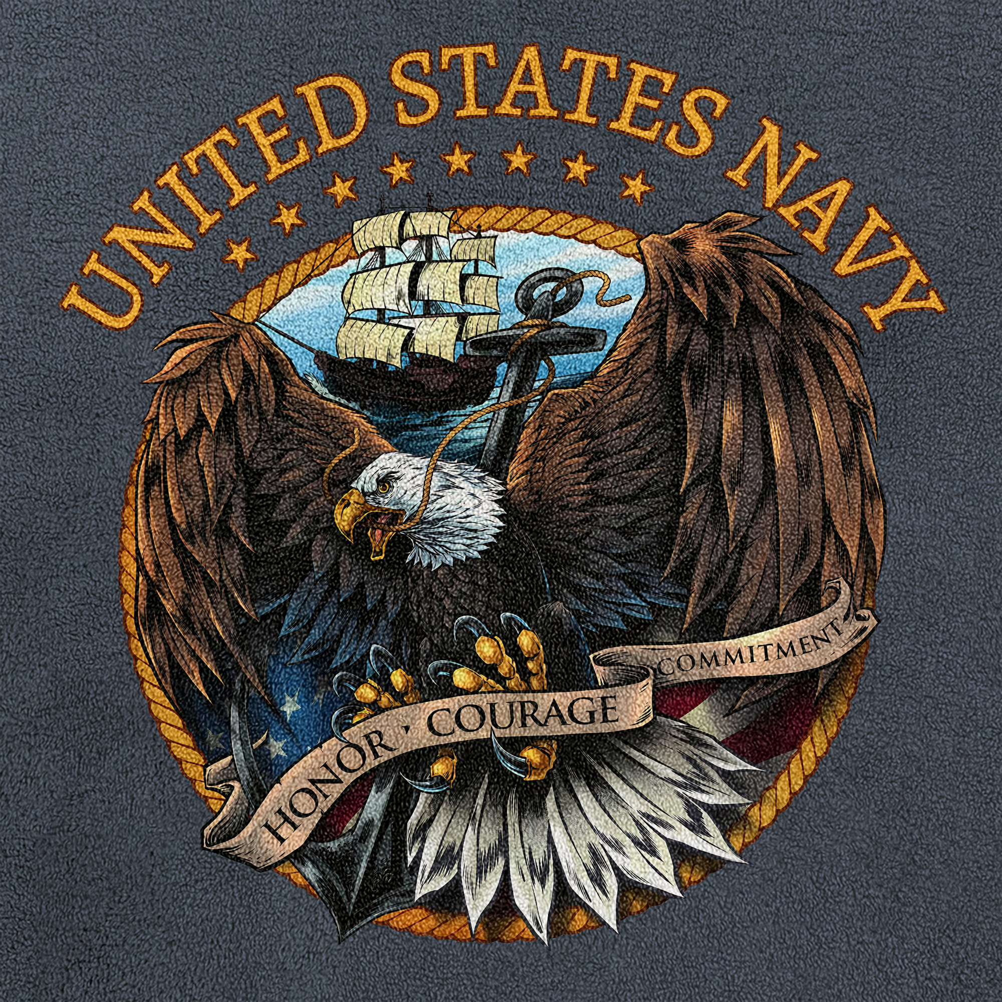 Navy Honor Courage Commitment Half-Zip Raglan Sweatshirt