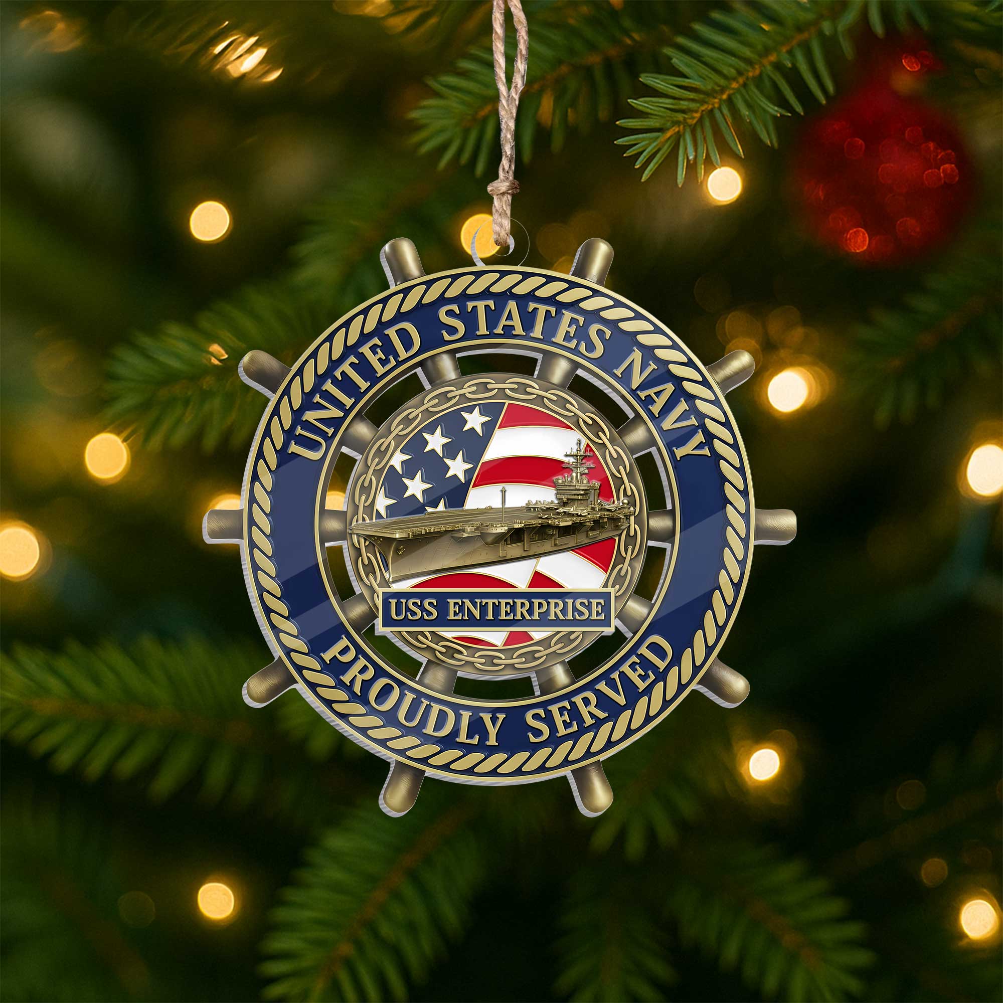 Personalizable Navy Ship Acrylic Ornament