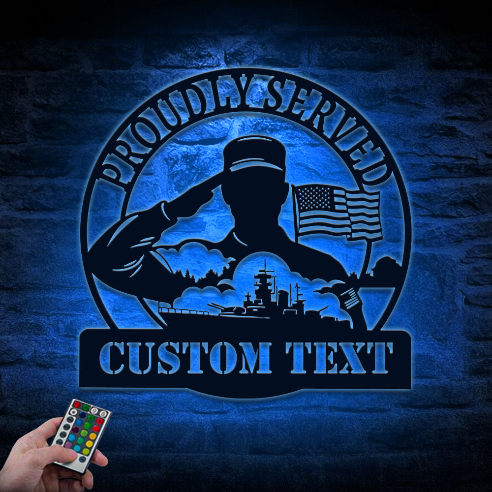 Personalized Navy Proudly Served Metal Sign Wall Art