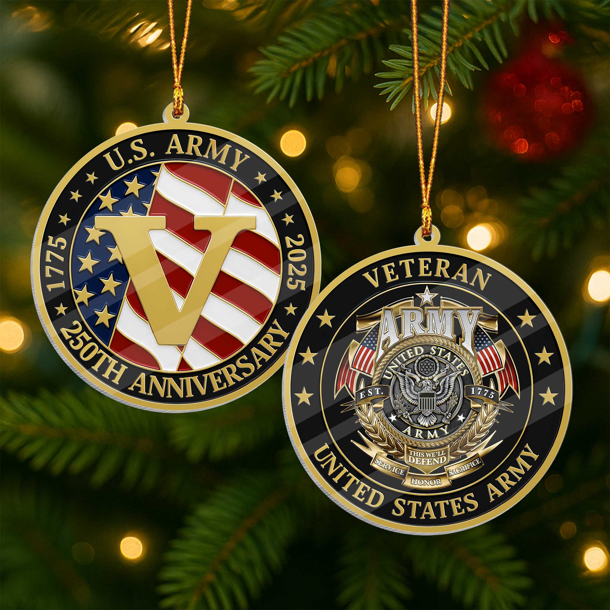 Army 250th Anniversary Acrylic Ornament