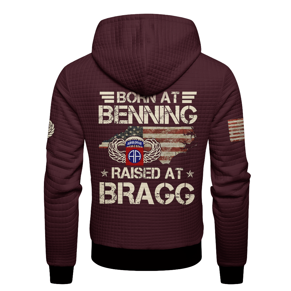 82nd Airborne Born At Benning Waffle Hooded Jacket