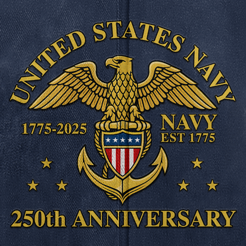Personalizable Navy 250th Anniversary Washed Cap