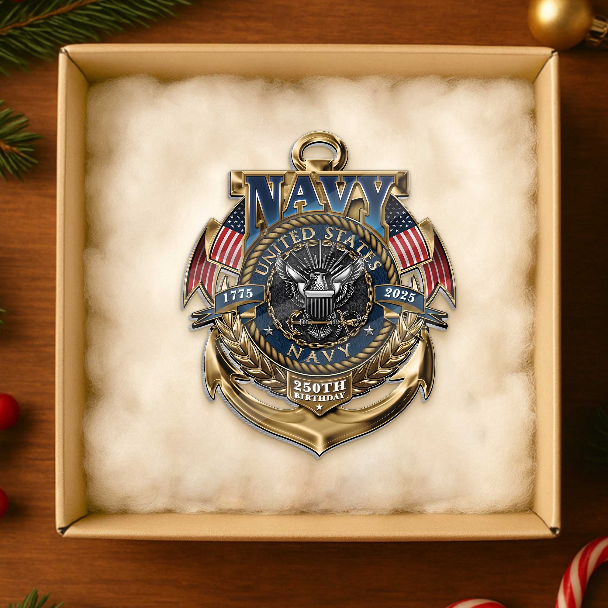 Navy 250th Anniversary Acrylic Ornament
