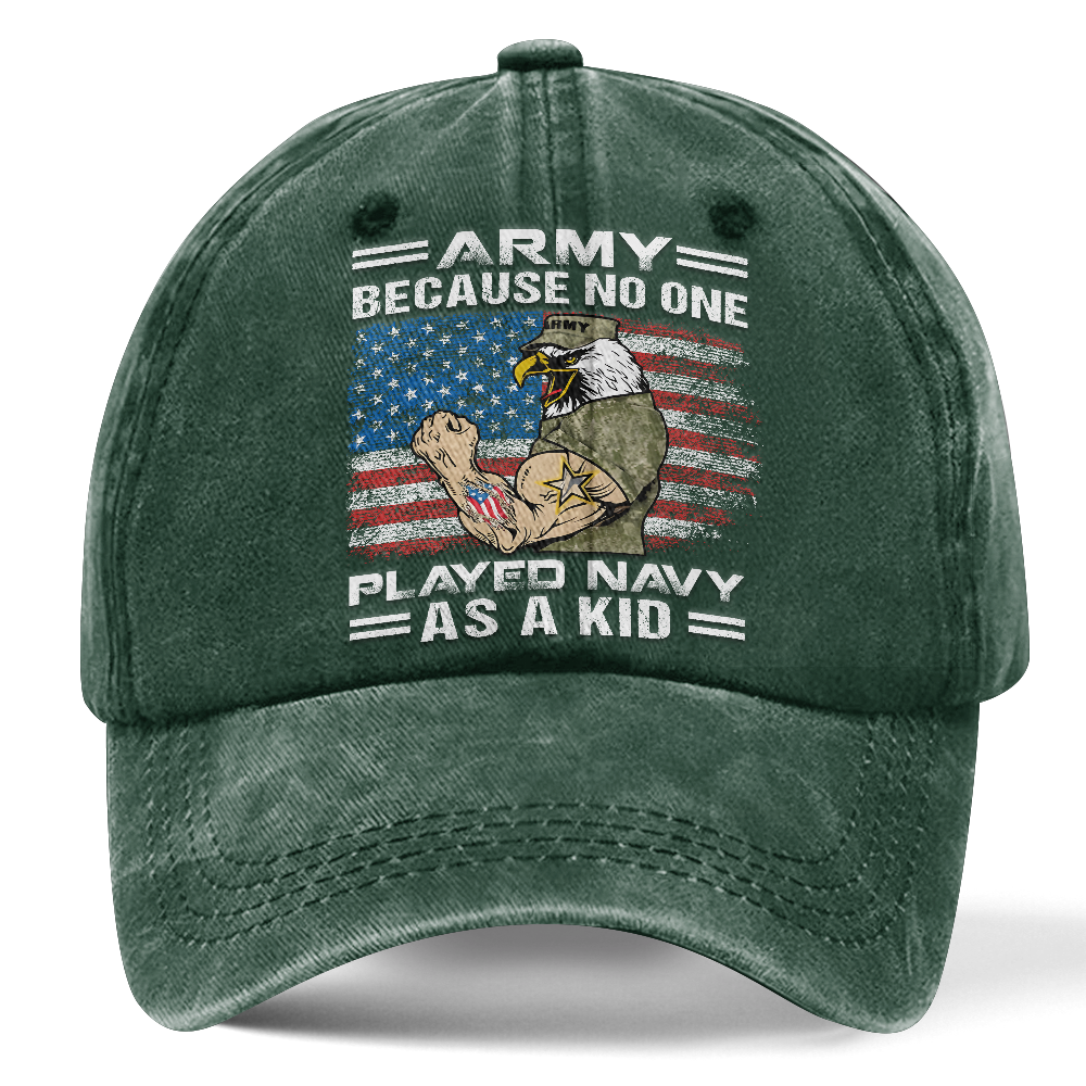 Personalizable Army Because No One Played Navy As A Kid Washed Cap