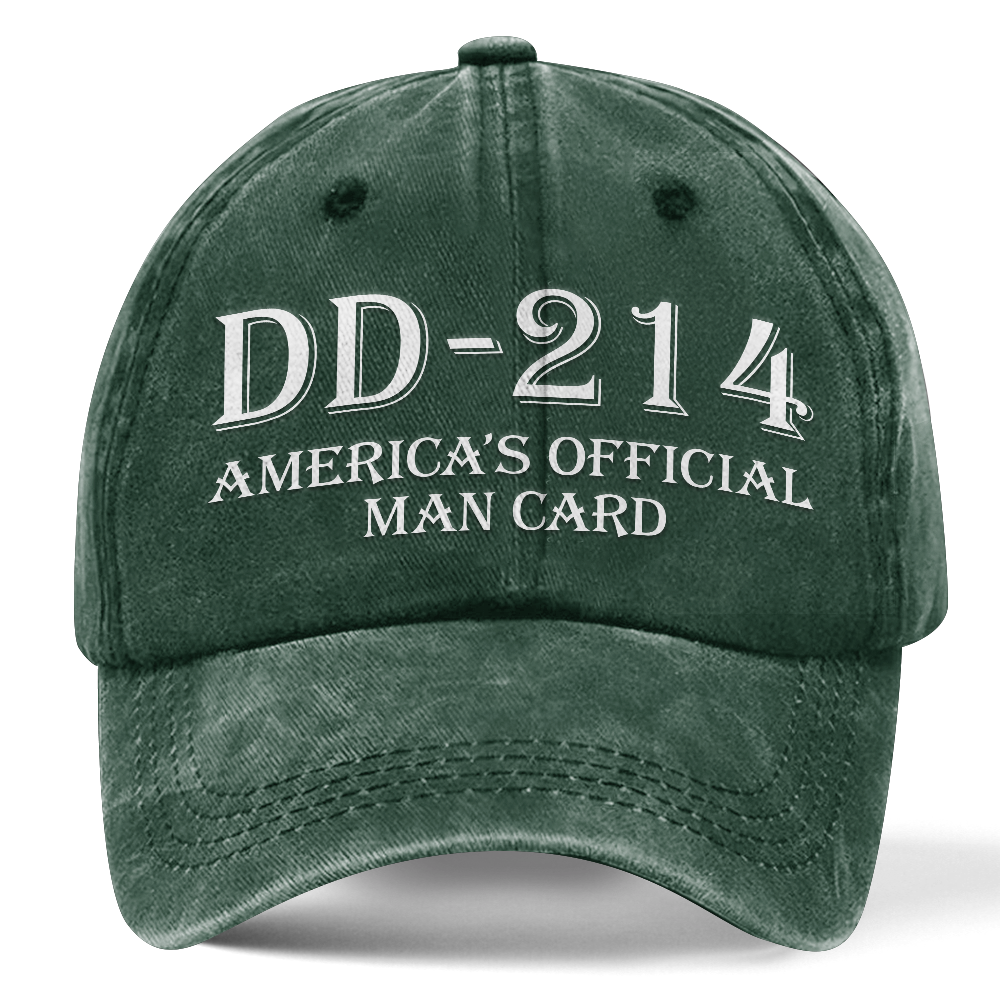 Personalizable US Veteran DD-214 America's Official Man Card Washed Cap