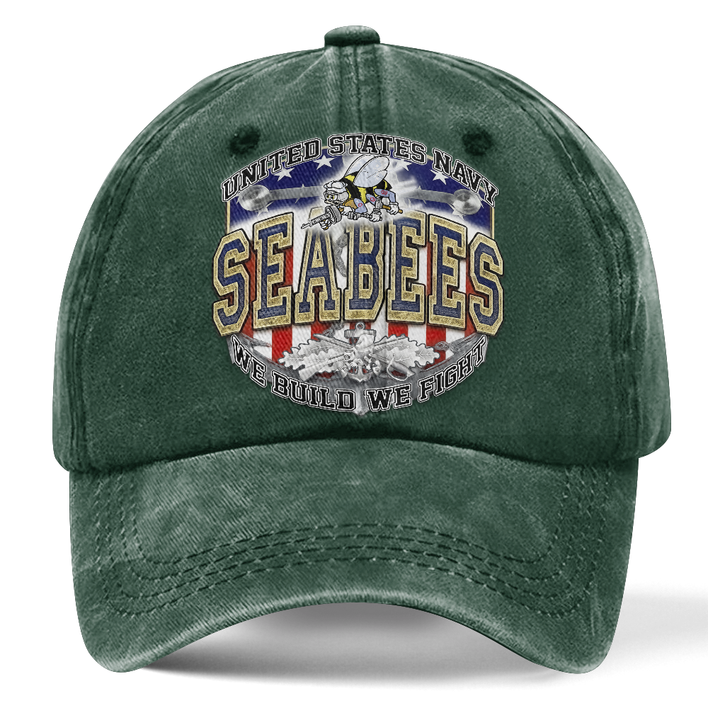 Personalizable Navy Seabee Washed Cap