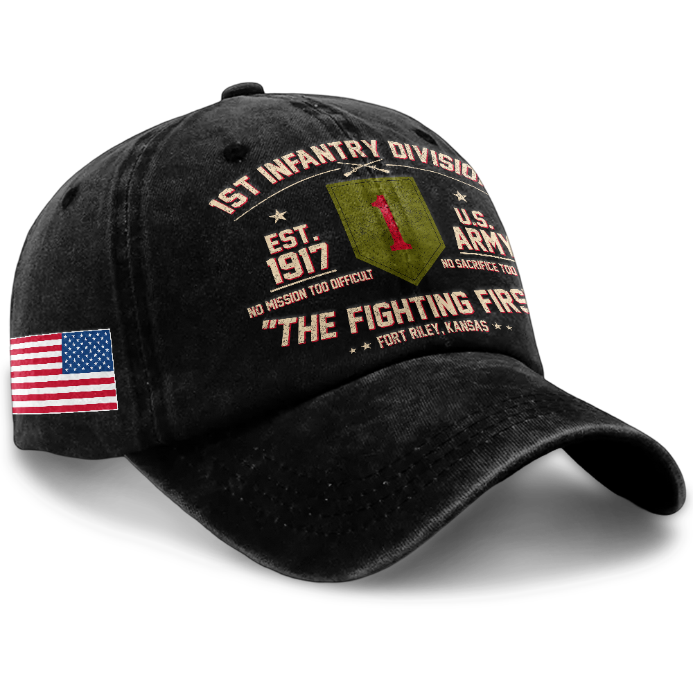 Personalizable Army 1st Infantry Division Washed Cap