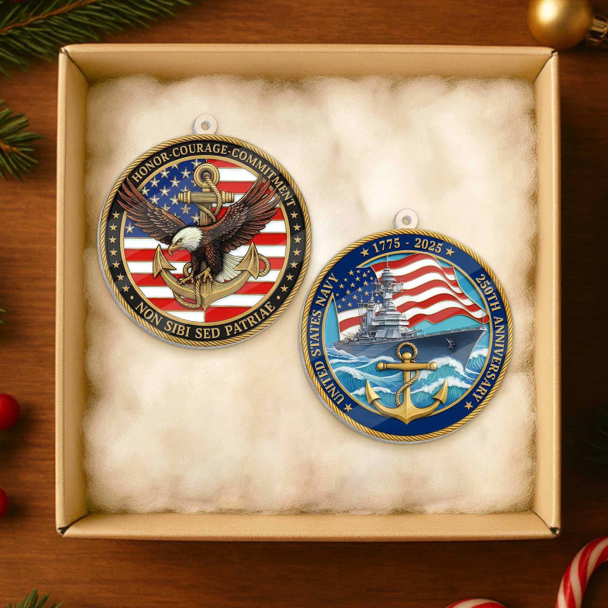 Navy 250th Anniversary Acrylic Ornament