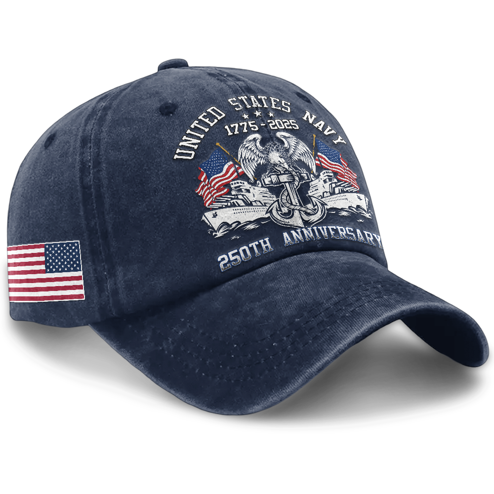 Personalizable Navy 250th Anniversary Washed Cap