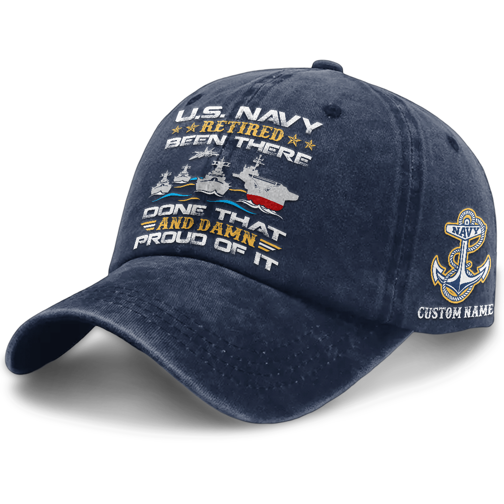 Personalized Navy Been There Done That Washed Cap