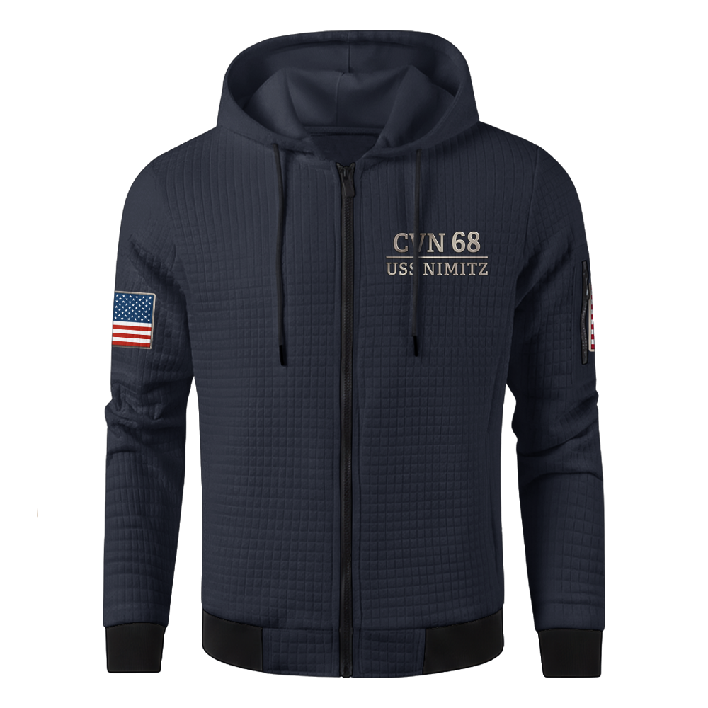 Personalizable Less Than 1% Navy Ship Waffle Hooded Jacket