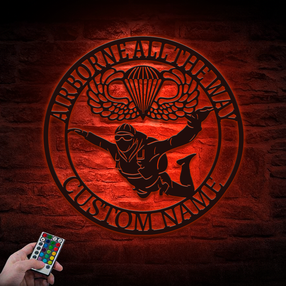 Personalized Airborne All The Way Metal Sign Wall Art