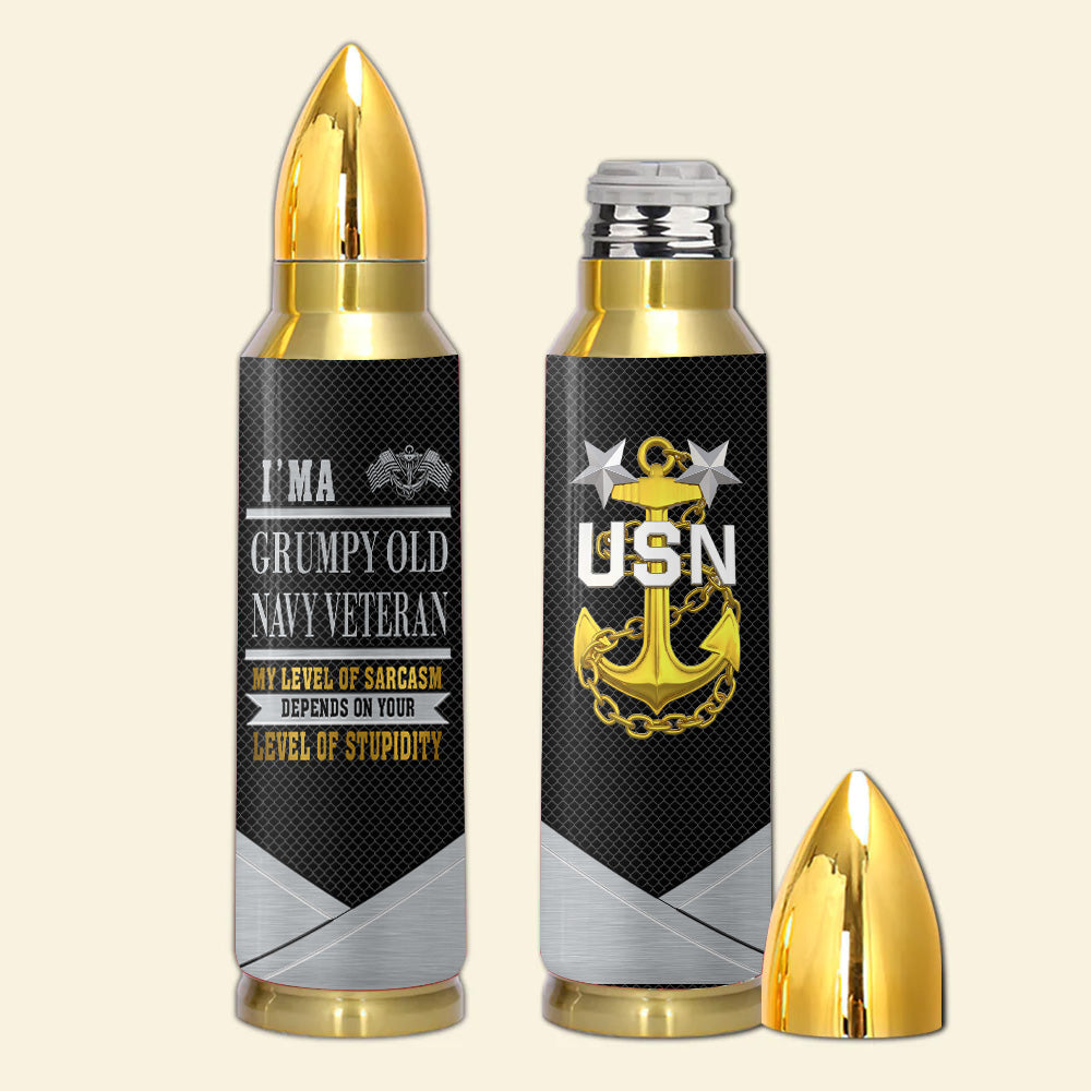 Navy Veteran Grumpy Old Veteran Bullet Tumbler