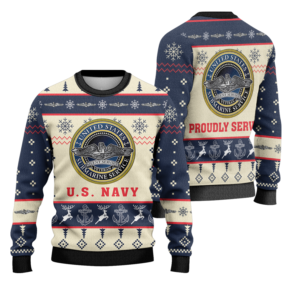 Navy Submarine Patterns Knitted Sweatshirt