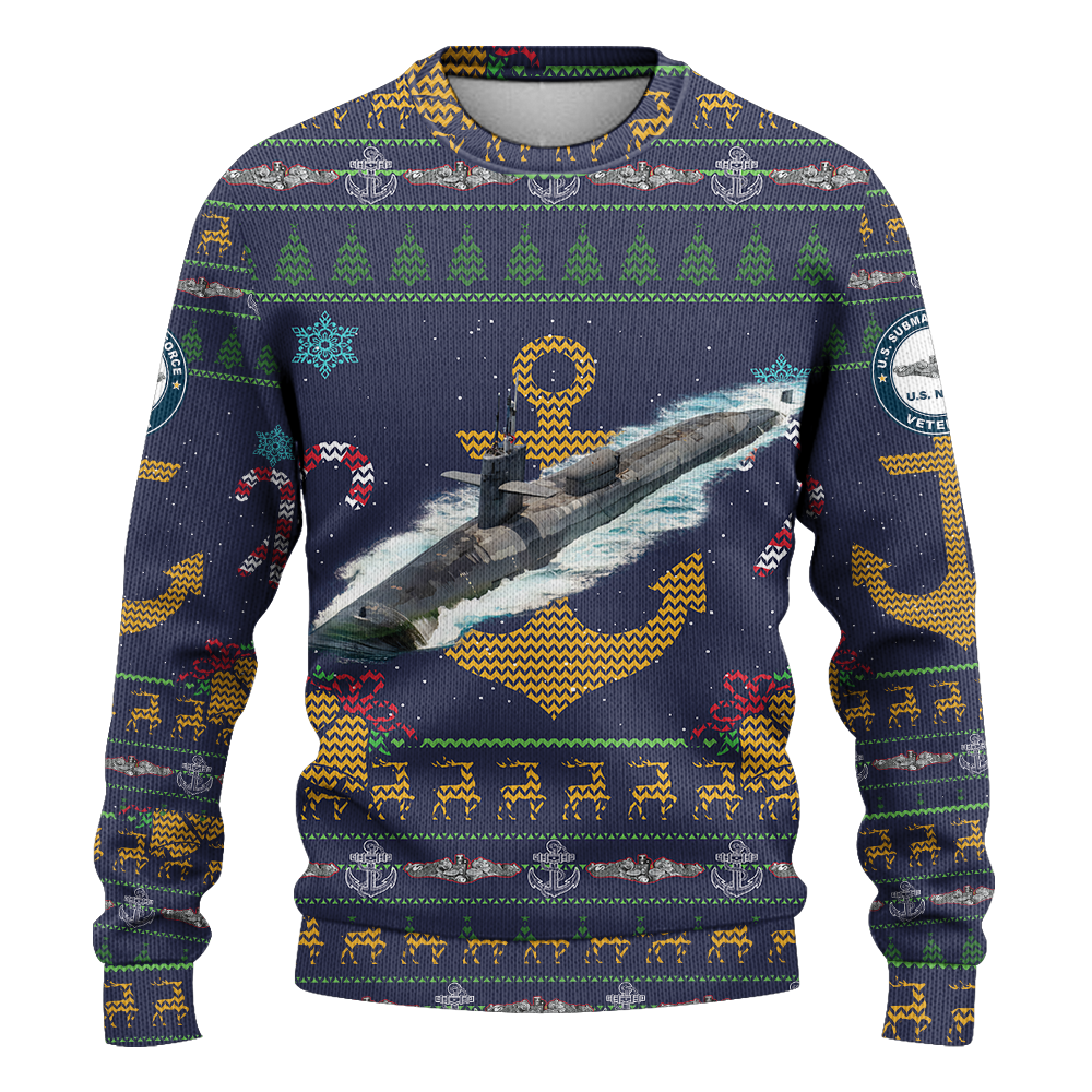 Navy Submarine Patterns Knitted Sweatshirt