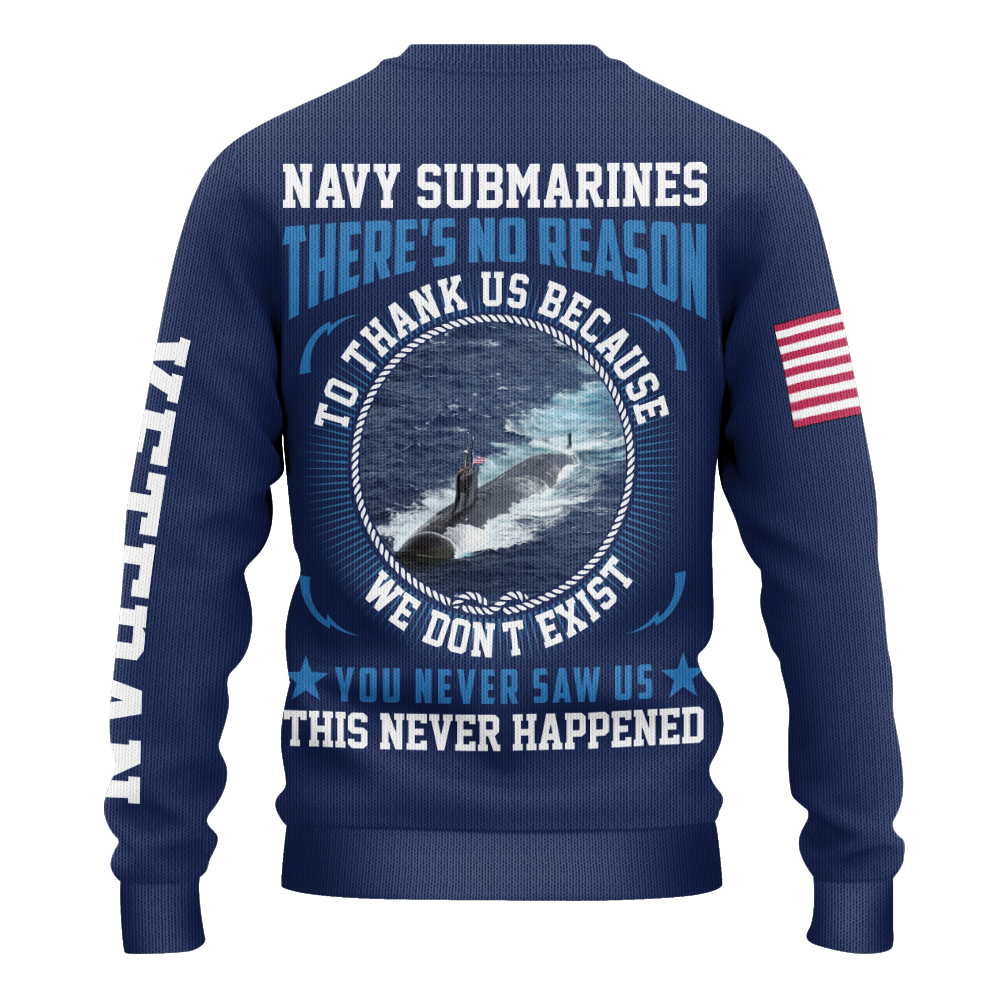 Navy Submarines There's No Reason To Thank Us Knitted Sweatshirt