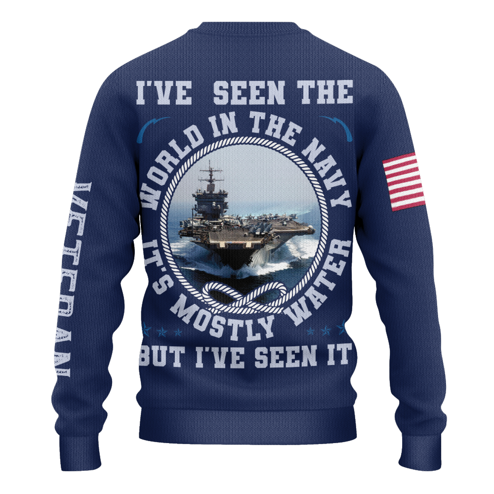 I've Seen The World In The Navy Knitted Sweatshirt