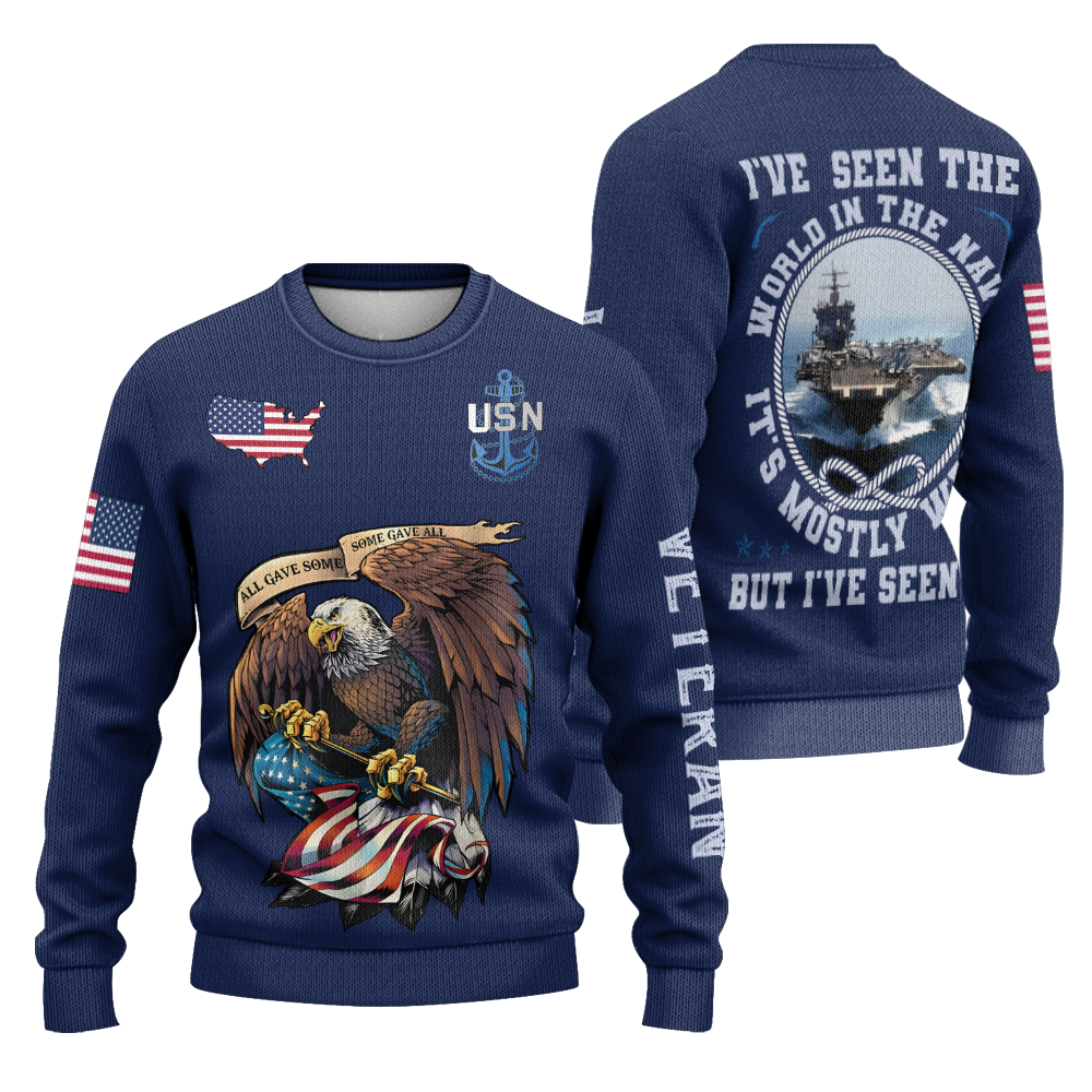 I've Seen The World In The Navy Knitted Sweatshirt