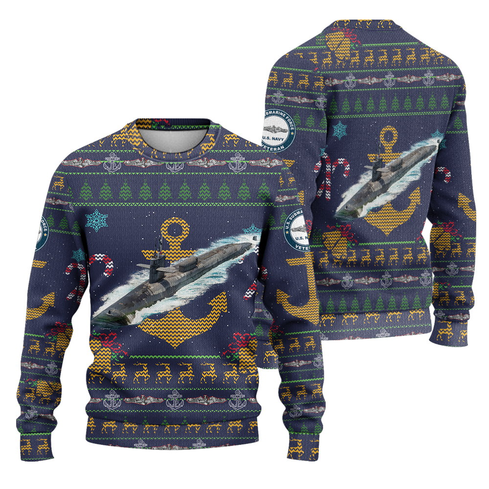 Navy Submarine Patterns Knitted Sweatshirt