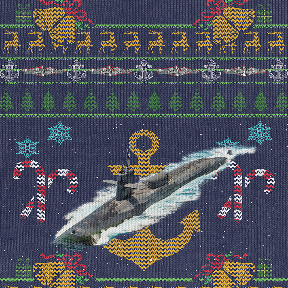 Navy Submarine Patterns Knitted Sweatshirt