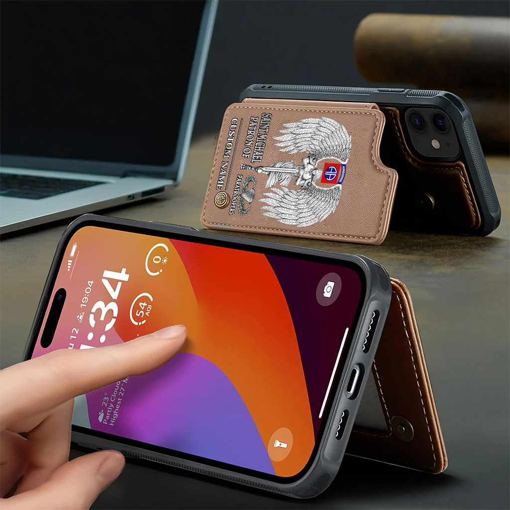 Personalizable Saint Michael Patron Of Paratroopers Wallet Phone Case