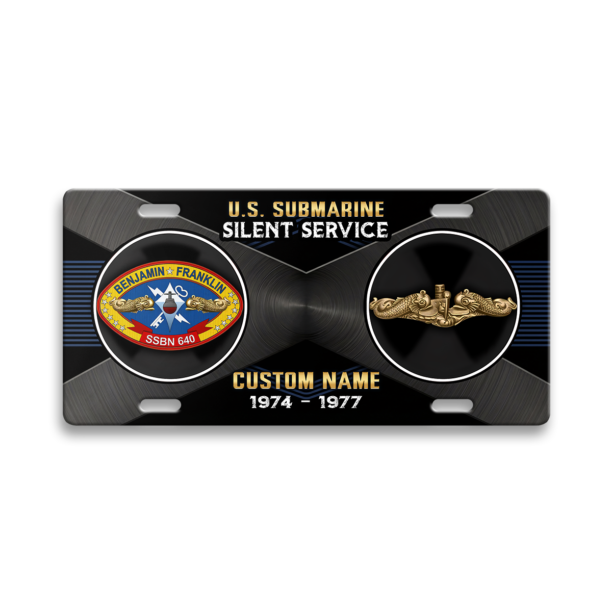 Personalizable Navy Submarine Aluminum License Plate