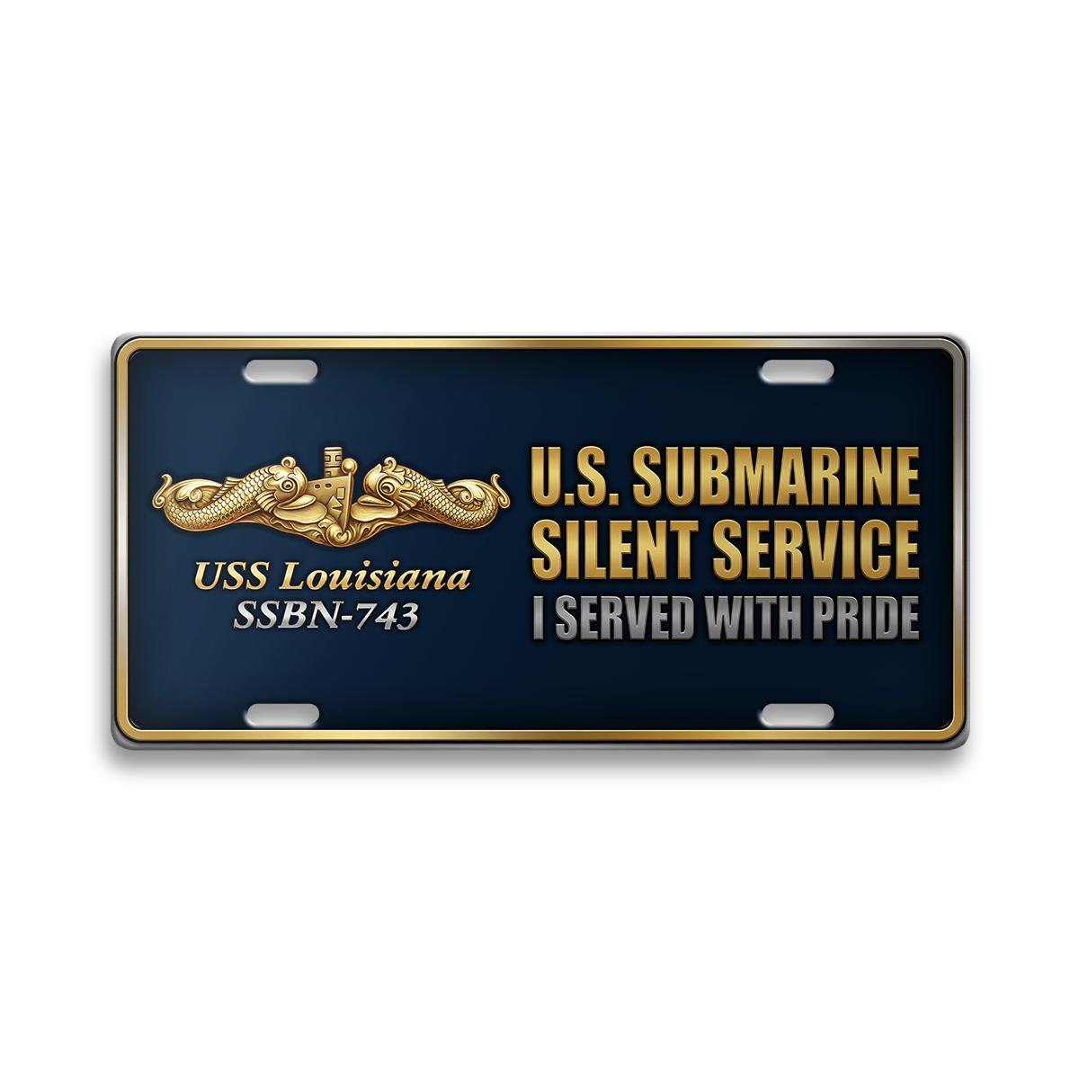 Personalizable Navy Submarine Aluminum License Plate
