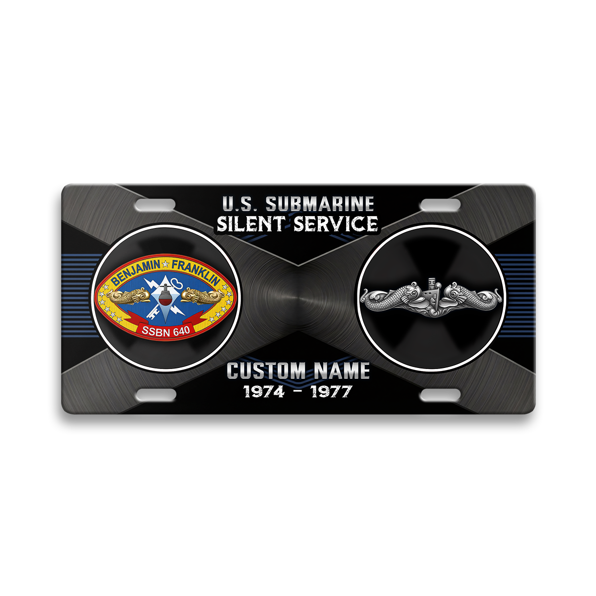 Personalizable Navy Submarine Aluminum License Plate