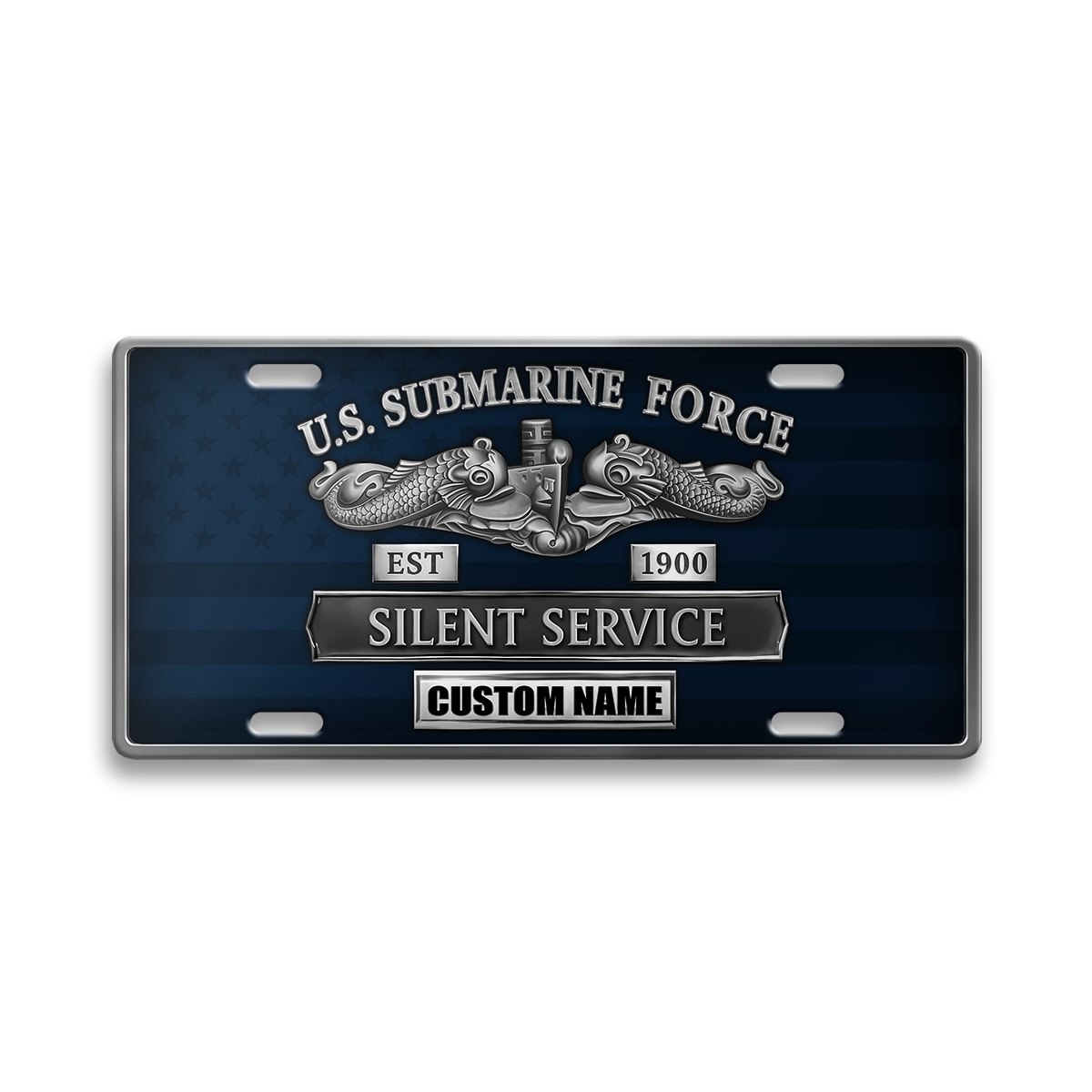Personalizable Navy Submarine Aluminum License Plate