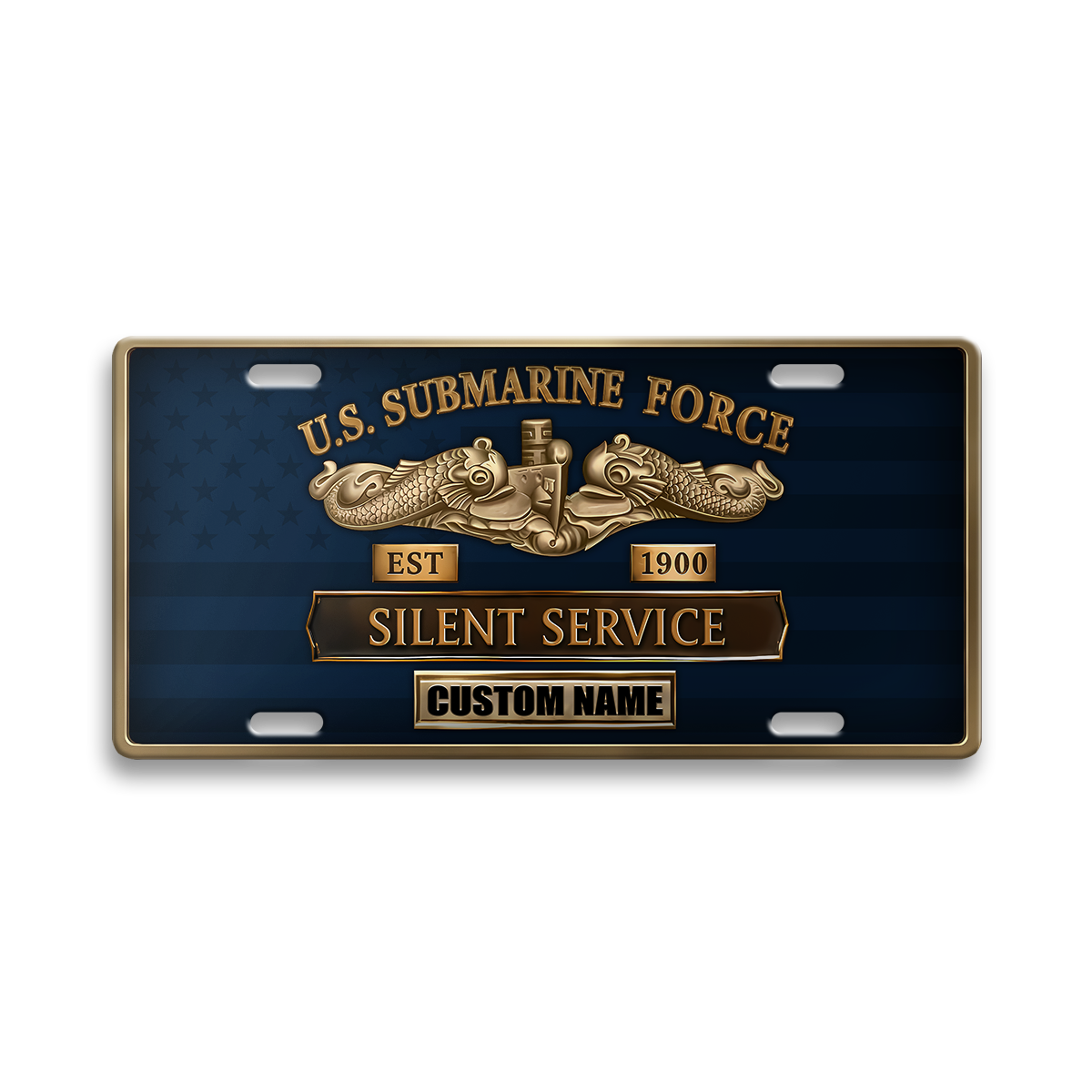 Personalizable Navy Submarine Aluminum License Plate