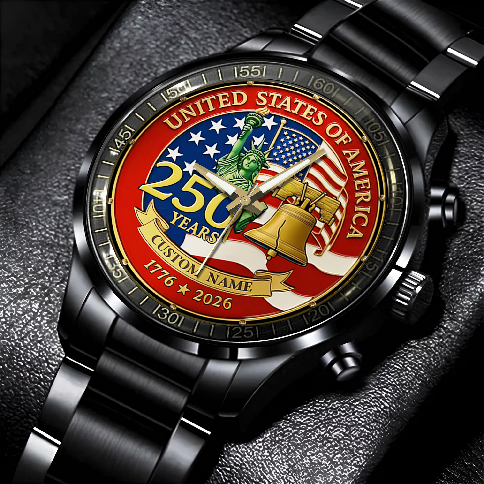 Personalizable America 250 Years Stainless Steel Watch