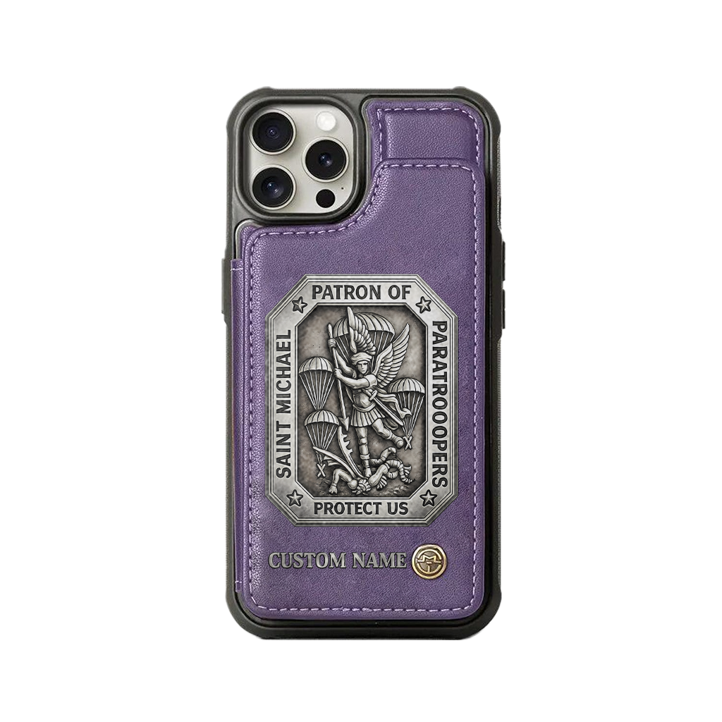 Personalizable Saint Michael Patron Of Paratroopers Wallet Phone Case
