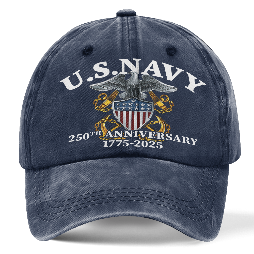 Navy 250th Anniversary Classic T-shirt & Washed Cap Combo