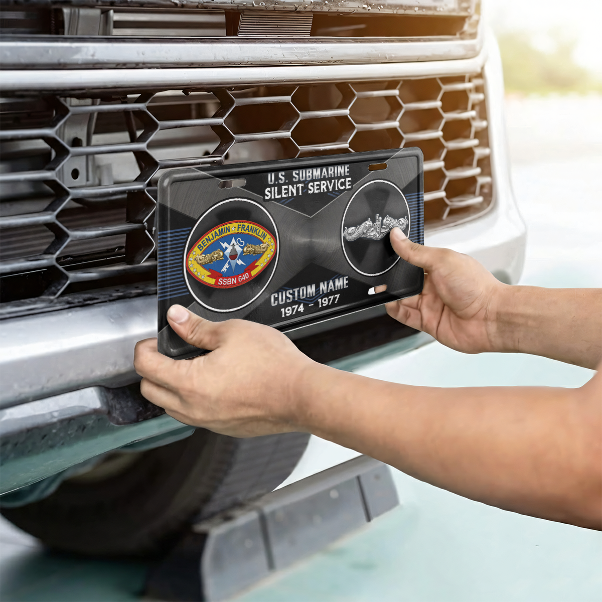 Personalizable Navy Submarine Aluminum License Plate