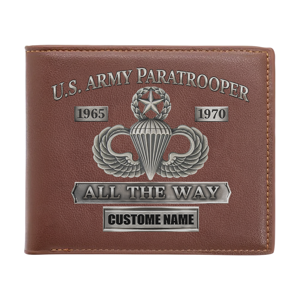 Personalizable Army Paratrooper All the Way Leather Wallet