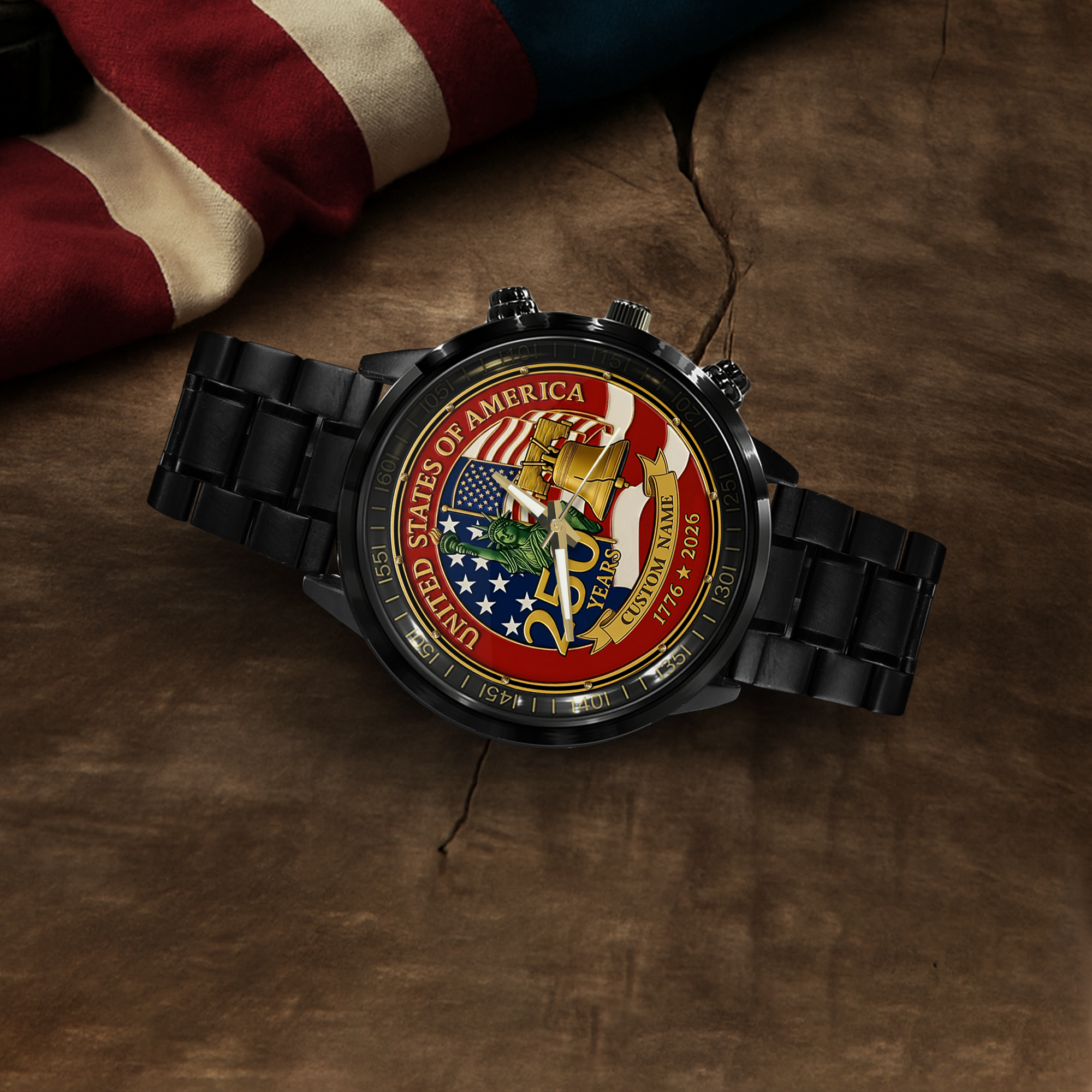 Personalizable America 250 Years Stainless Steel Watch