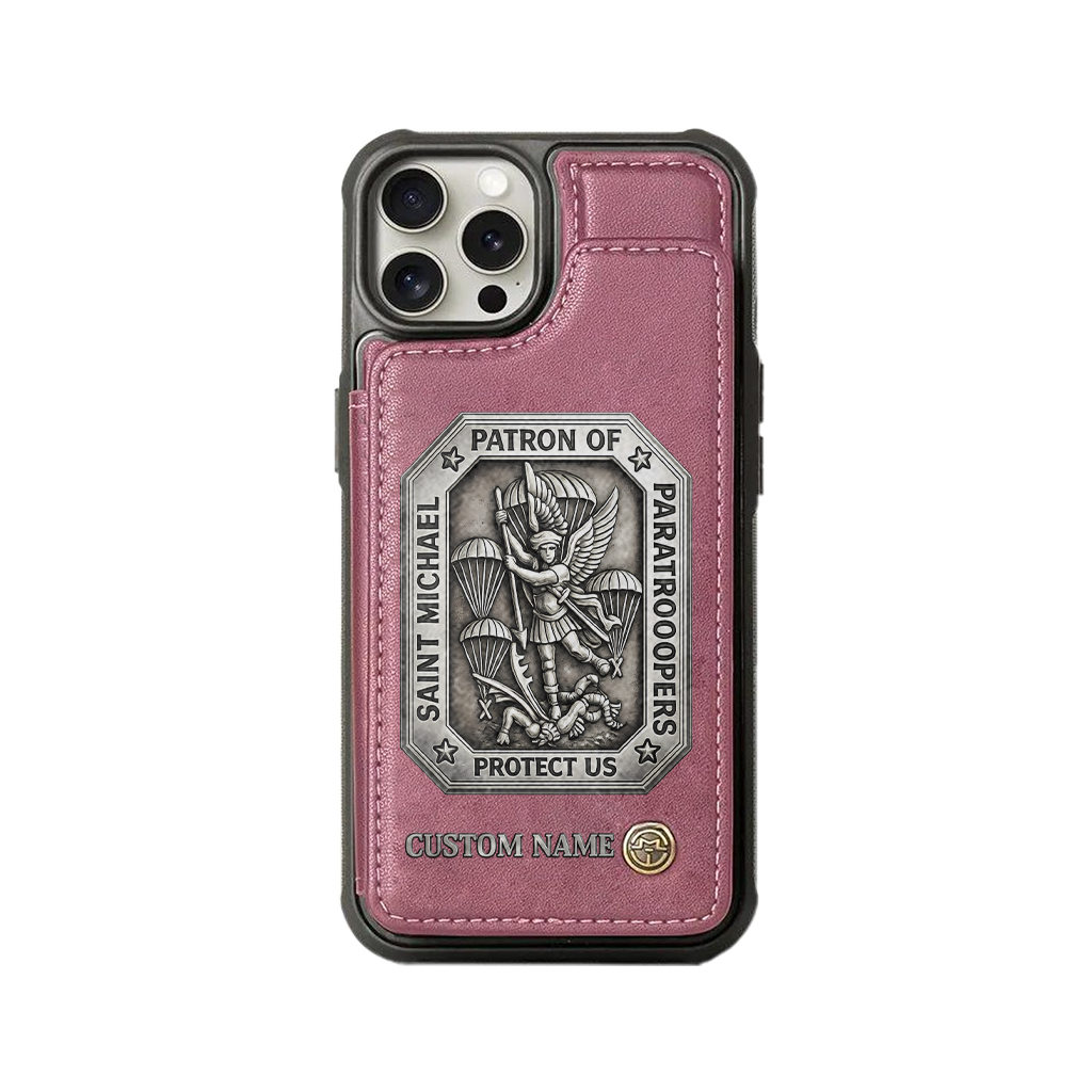 Personalizable Saint Michael Patron Of Paratroopers Wallet Phone Case