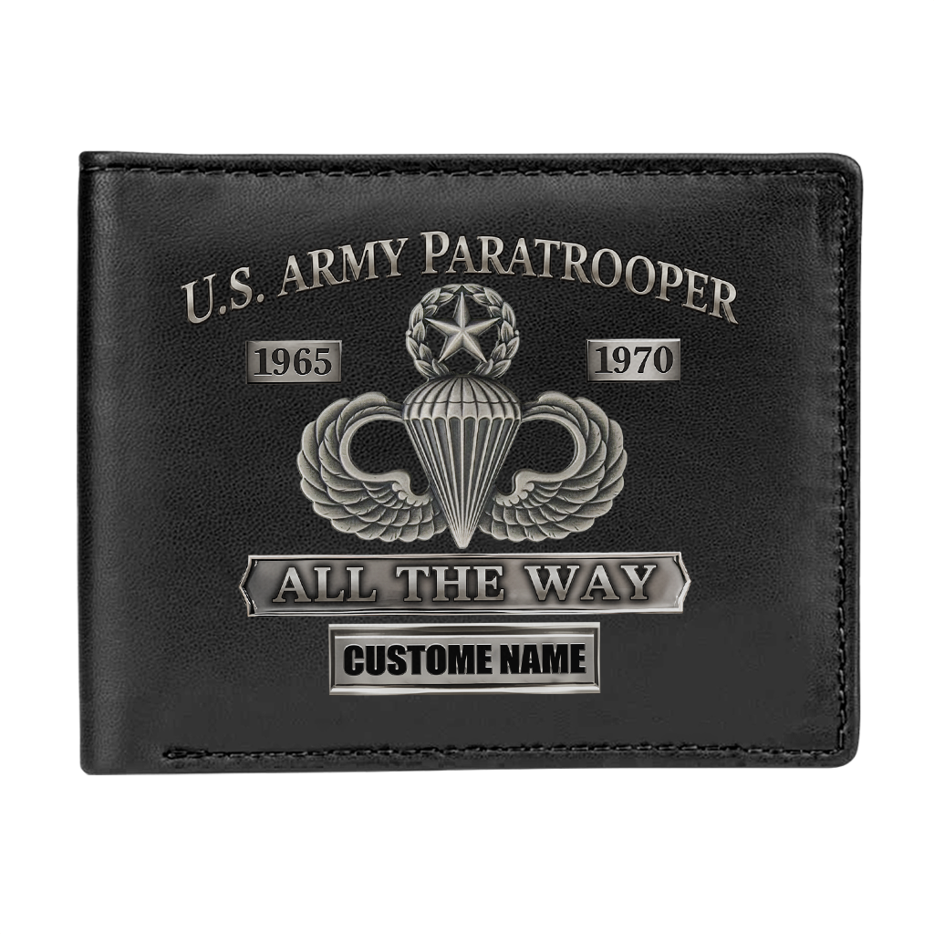 Personalizable Army Paratrooper All the Way Leather Wallet