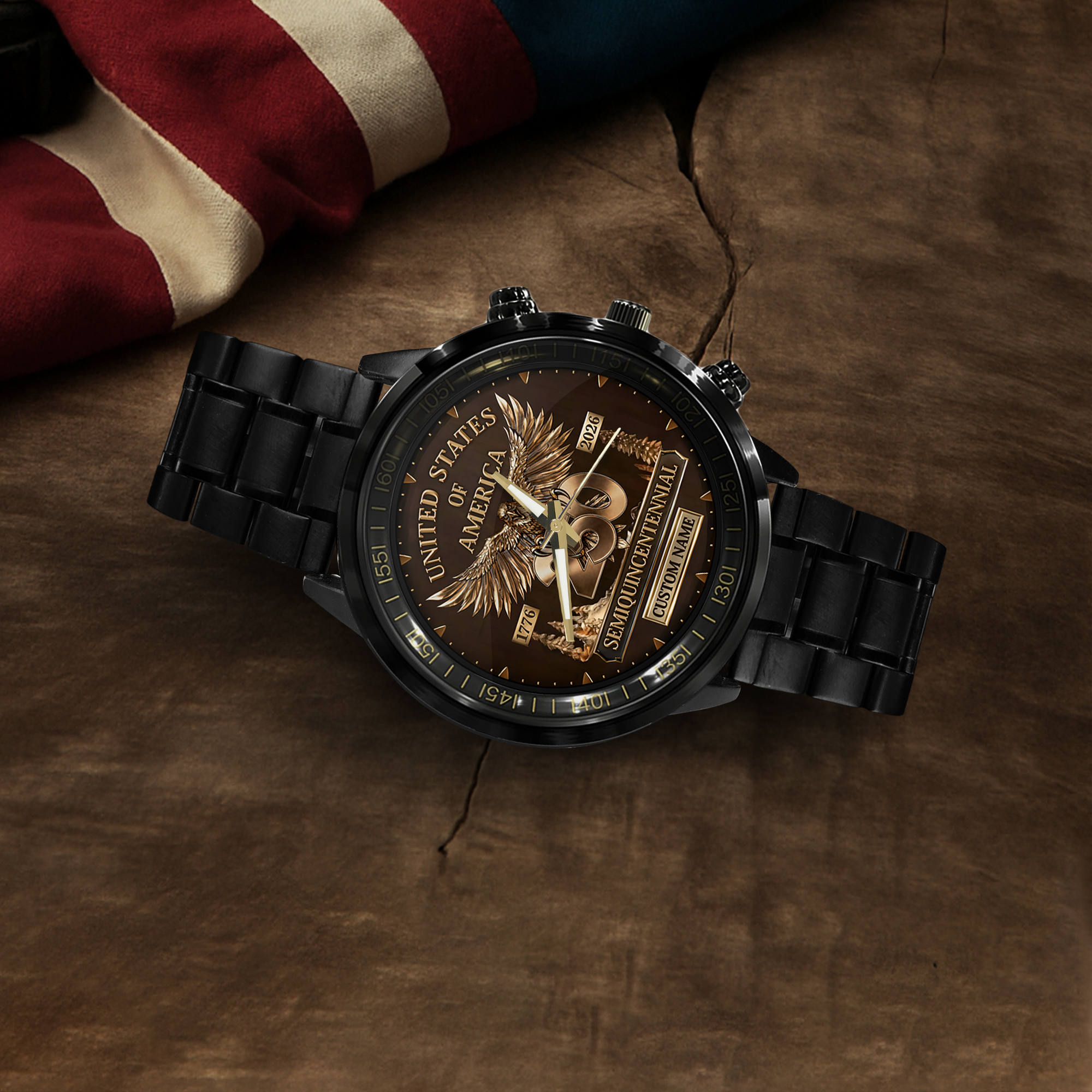 Personalizable America 250 Years of Freedom Stainless Steel Watch