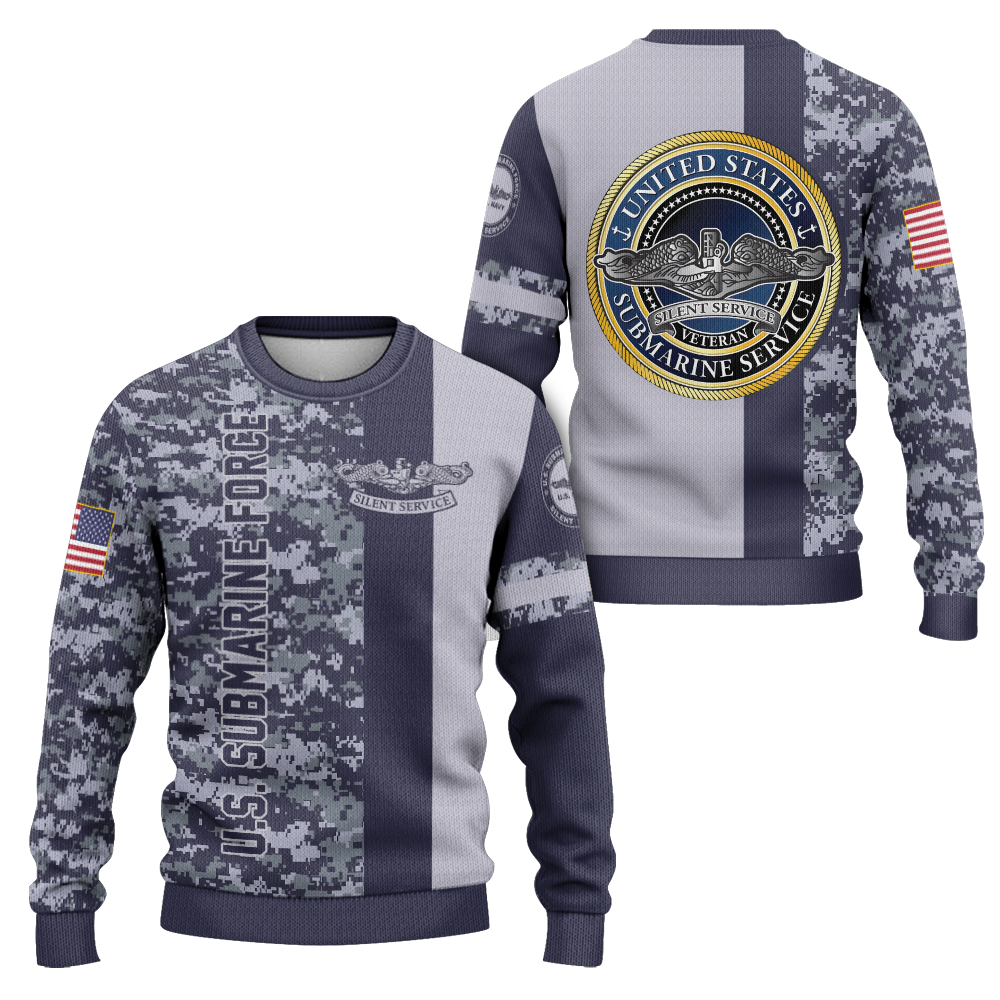 Navy Submarine Ship Knitted Sweatshirt