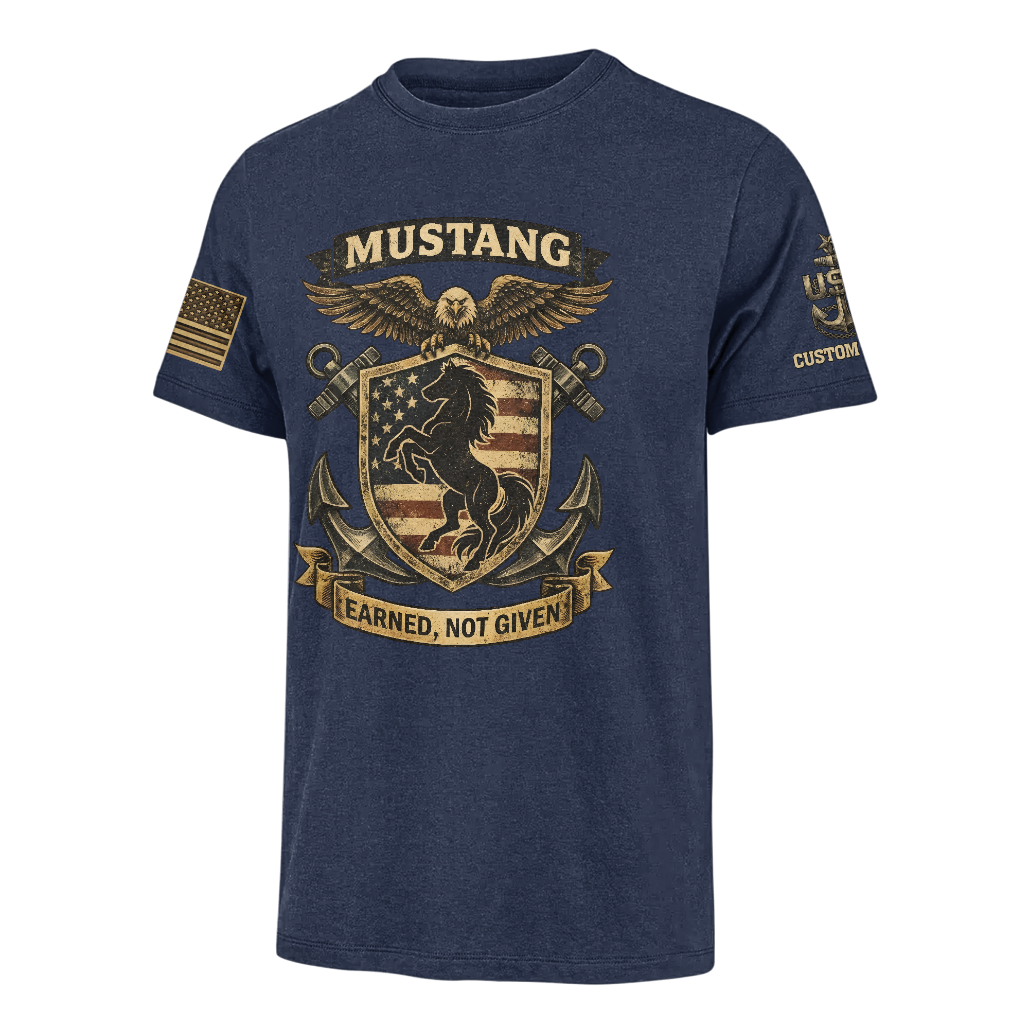 Personalizable Navy Mustangs Classic T-shirt