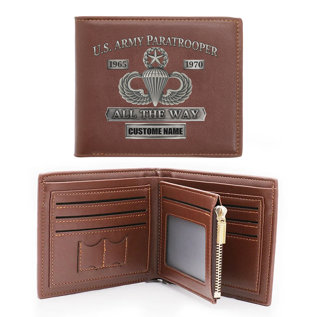 Personalizable Army Paratrooper All the Way Leather Wallet