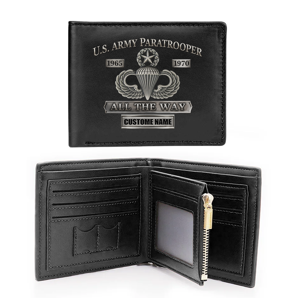 Personalizable Army Paratrooper All the Way Leather Wallet