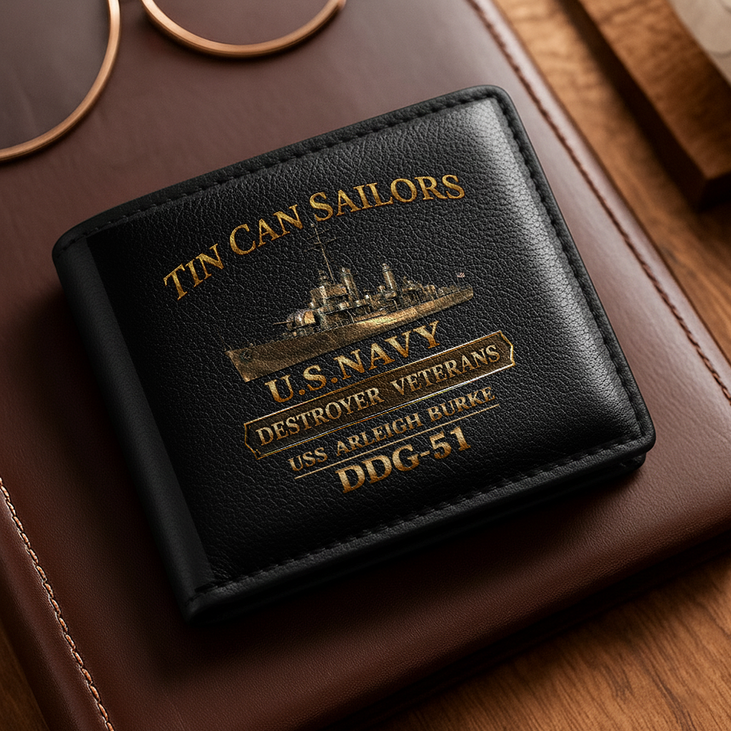 Personalizable Tin Can Sailors Leather Wallet