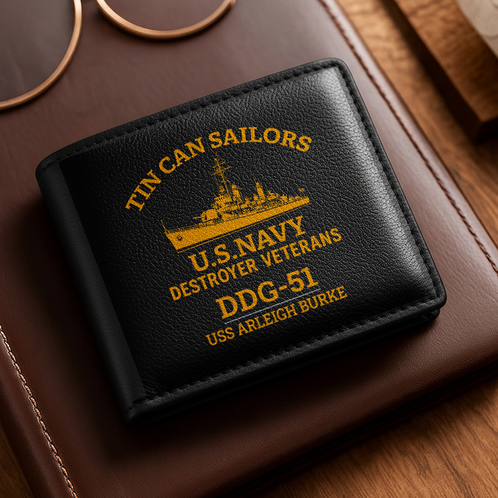 Personalizable Tin Can Sailors Leather Wallet