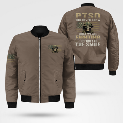 PTSD You Never Know What We Are Fighting Bomber Jacket